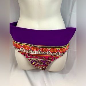 Next Surf High Waisted BANDED RETRO Bikini Bottom Only. SZ L. Purple. NWT